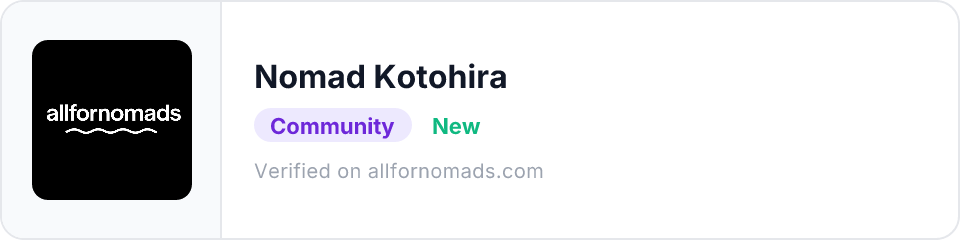 Nomad Kotohira on All For Nomads
